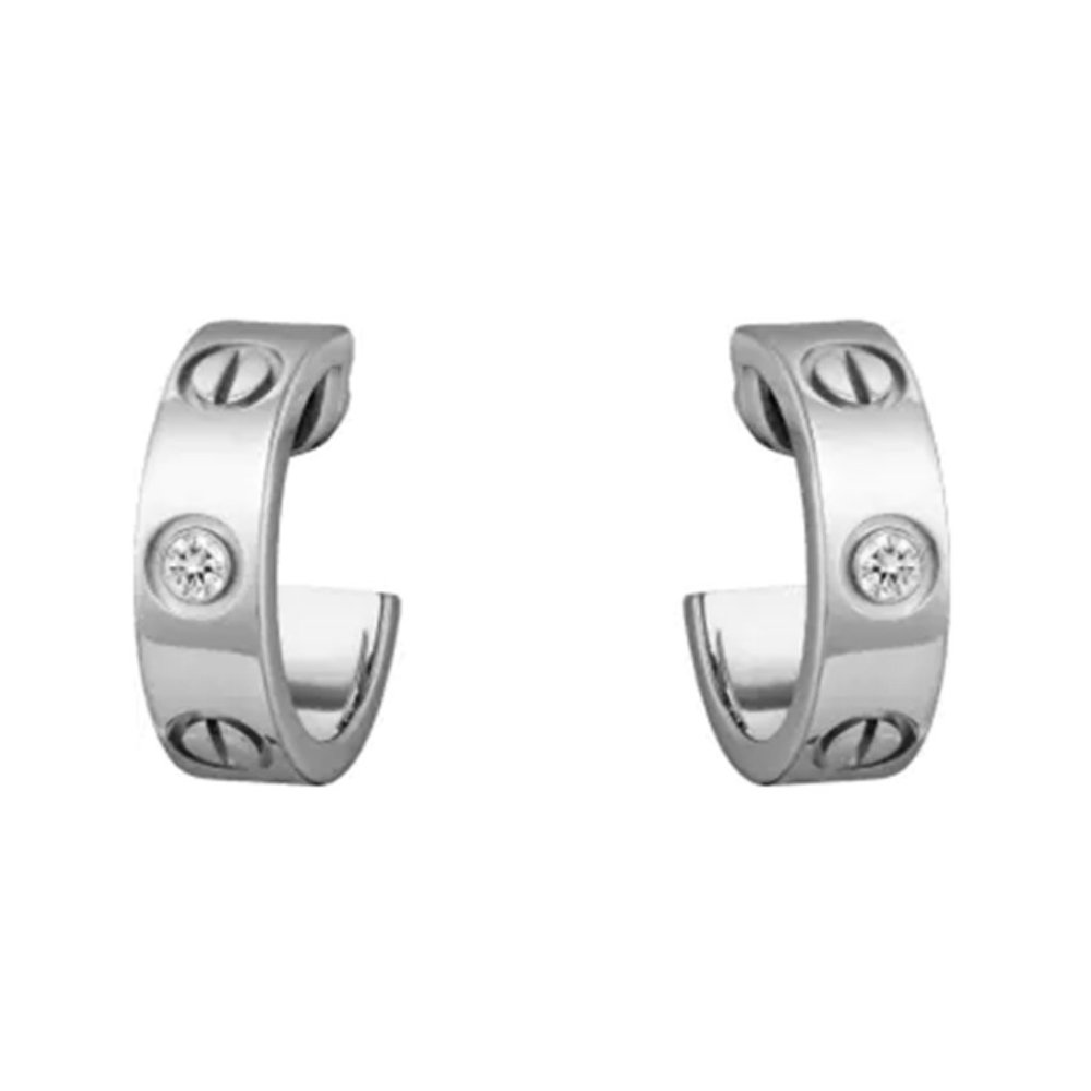 Love Screw Diamond Silver Stainless Steel  Earrings